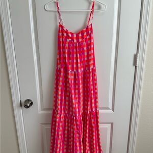 SZ Blockprint Orange & Pink Maxi Sundress in L